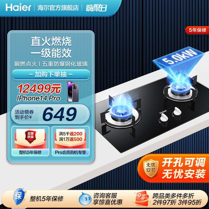 Haier/海尔 Q2BE2燃气灶煤气灶双灶家用天然气液化气猛火灶台怎么看?