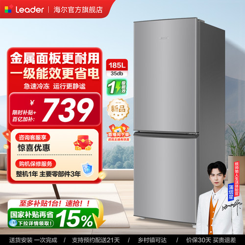 换新补贴海尔出品统帅186双开两门超薄宿舍出租房一级家用小冰箱