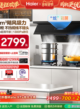 新品海尔小红花C50Plus抽油烟机厨房家用变频大吸力超薄平嵌