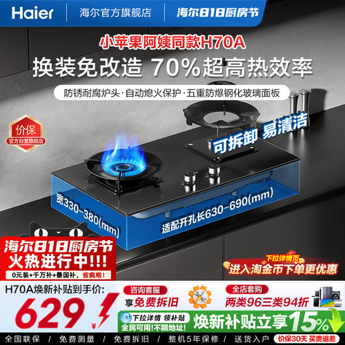 [小苹果阿姨同款]海尔燃气灶H70A