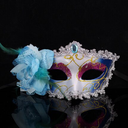 千奇坊圣诞节面具舞会派对侧边花朵威尼斯公主面具高档玫瑰面具女