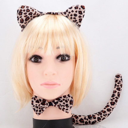万圣节表演装扮兔女郎 兔耳朵发箍  兔子黑猫等动物三件套头箍