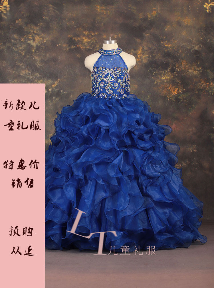 儿童礼服女公主裙高端蓬蓬裙纱主持人新款走秀学生短款钢琴公主裙