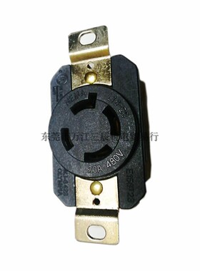 台湾嵘光ul美规480V20A电机插座NEMA L16-20R电源WJ-6423五洲黑色