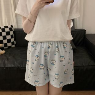 云朵棉睡裤男女款短裤加肥宽松高腰夏季薄款休闲可爱卡通五分家居