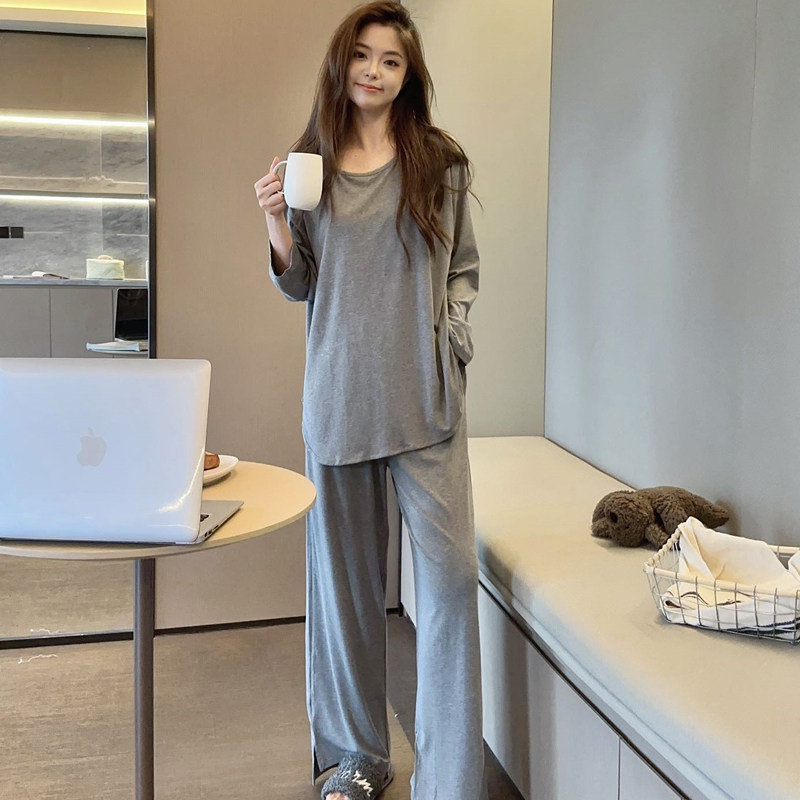 慵懒风德绒睡衣女生长袖春秋季甜美宽松大码家居服套装可外穿厚