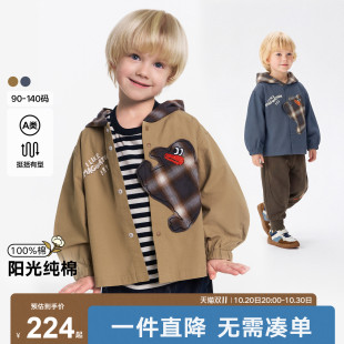马拉丁童装26秋装新款儿童趣味图案小企鹅男童衬衫外套