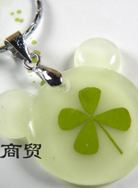 欧罗芭 幸运草系列 米奇头 纤巧夜光吊坠金属项链 OXL030BY12