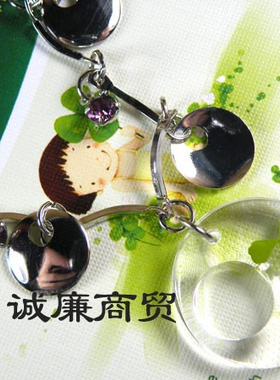 欧罗芭幸运草系列 圆环 纤巧透明吊坠金属手链 OSL063JS23A