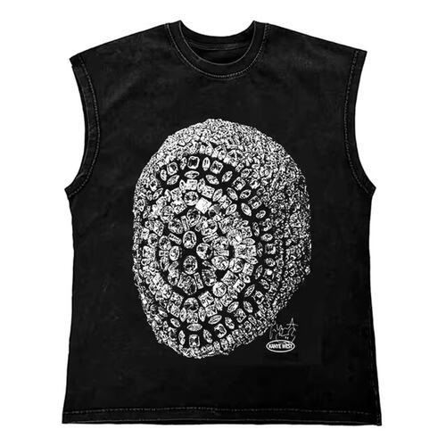 Washed Oversized Cotton Graphic Portrait Tee Tank Top男款