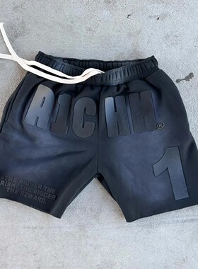 Lettering oversized shorts casual basketball shorts男女款