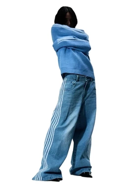 Y2K embroidered striped sweatpants Loose jeans sweatpants