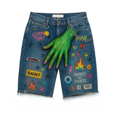 Blue Baggy Jeans Streetwear Jorts Short Vintage  Clothing