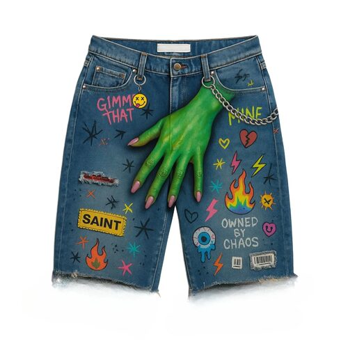 Blue Baggy Jeans Streetwear Jorts Short Vintage  Clothing