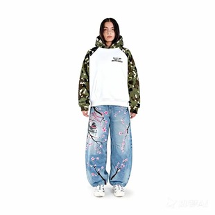 Y2K Baggy Cherry Blossom Pattern 2000s Men  Gothic pants