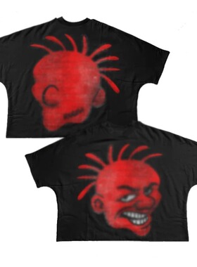 Solid Cotton Cropped Loose Fit Men's T-Shirt男款