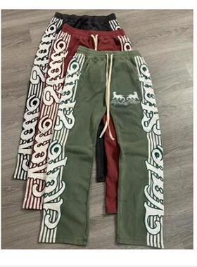 New all-match striped letter print oversized sweatpants男款