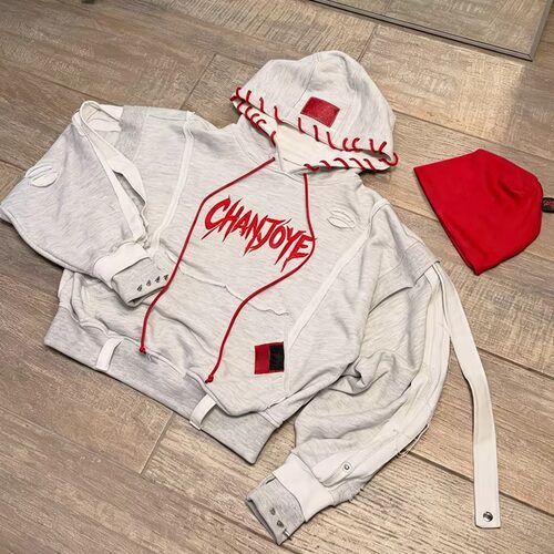Patchwork Embroidery -Style Rhinestone Y2K Streetwear Hoodie