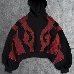 patchwork geometric hoodie style Retro