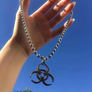 Punk Y2K Necklace, Skull Thorns Flame Titanium Hip Hop