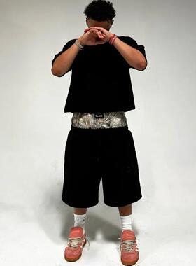 Y2K Camouflage Double Waist Sweatpants Basketball Shorts
