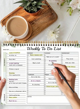 Weekly planner, 52 pages, no date, weekly desktop task plan.