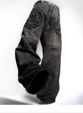 Retro Streetwear Washed Loose Jeans 男女款