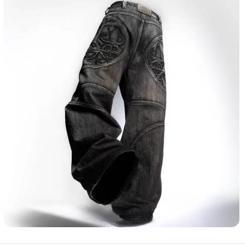 Retro Streetwear Washed Loose Jeans 男女款