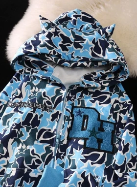 Devil Embroidery Hoodies WomenSweet Streetwear情侣加绒卫衣