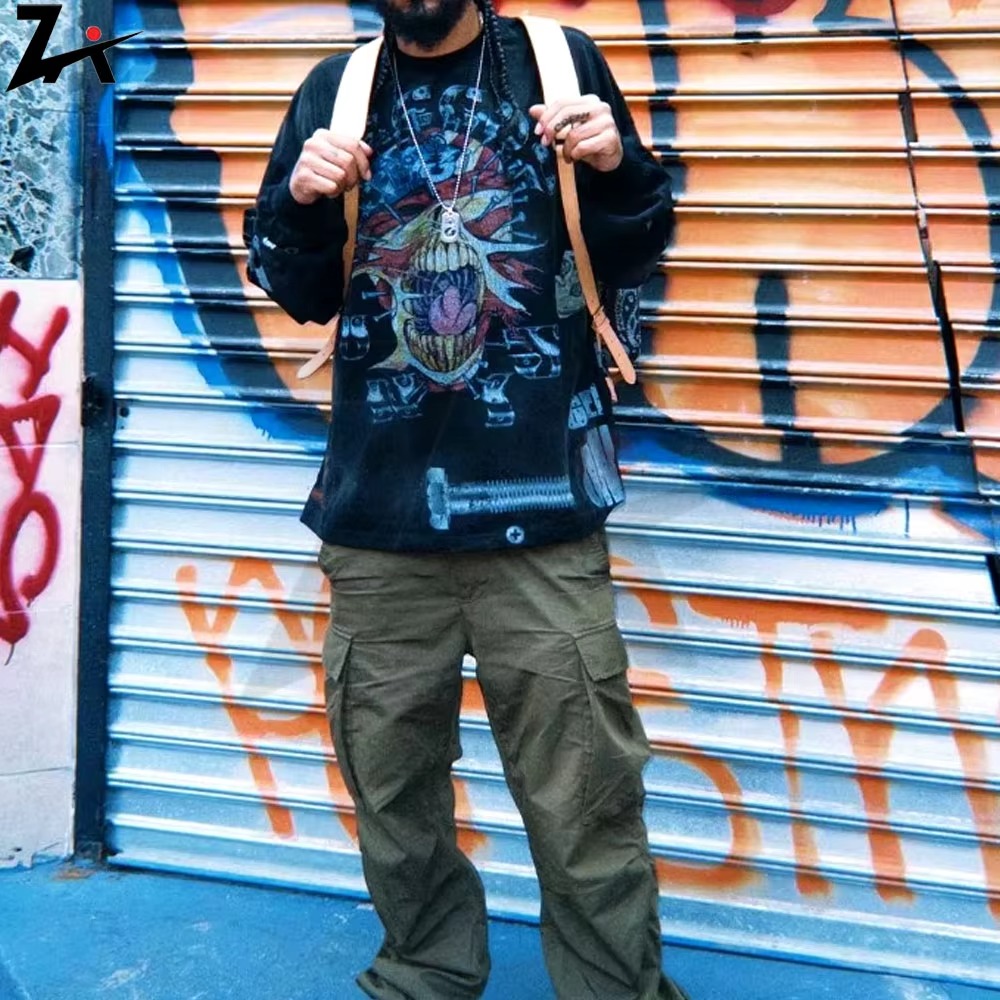 Gothic punk menswear oversized graphic pullover rock