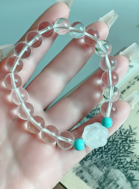 手链天然白水晶手串女款单圈