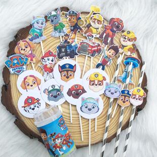 网红小狗狗队蛋糕装饰生日派对推推乐贴纸旺旺装饰生日宴插牌