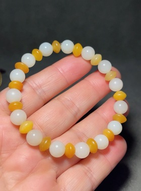 天然白玉籽料手链手串18.2克