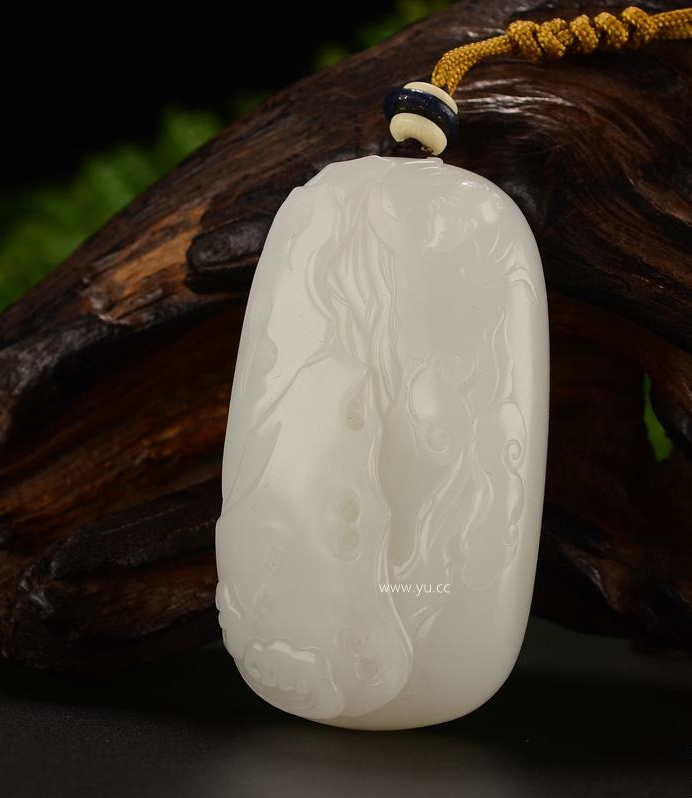 新疆和田玉黄皮羊脂白玉籽玉玉牌福禄如意60.2克籽料挂件天然