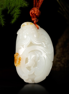 天然新疆和田玉枣红皮白玉籽玉把件 钟馗赐福 102.2克