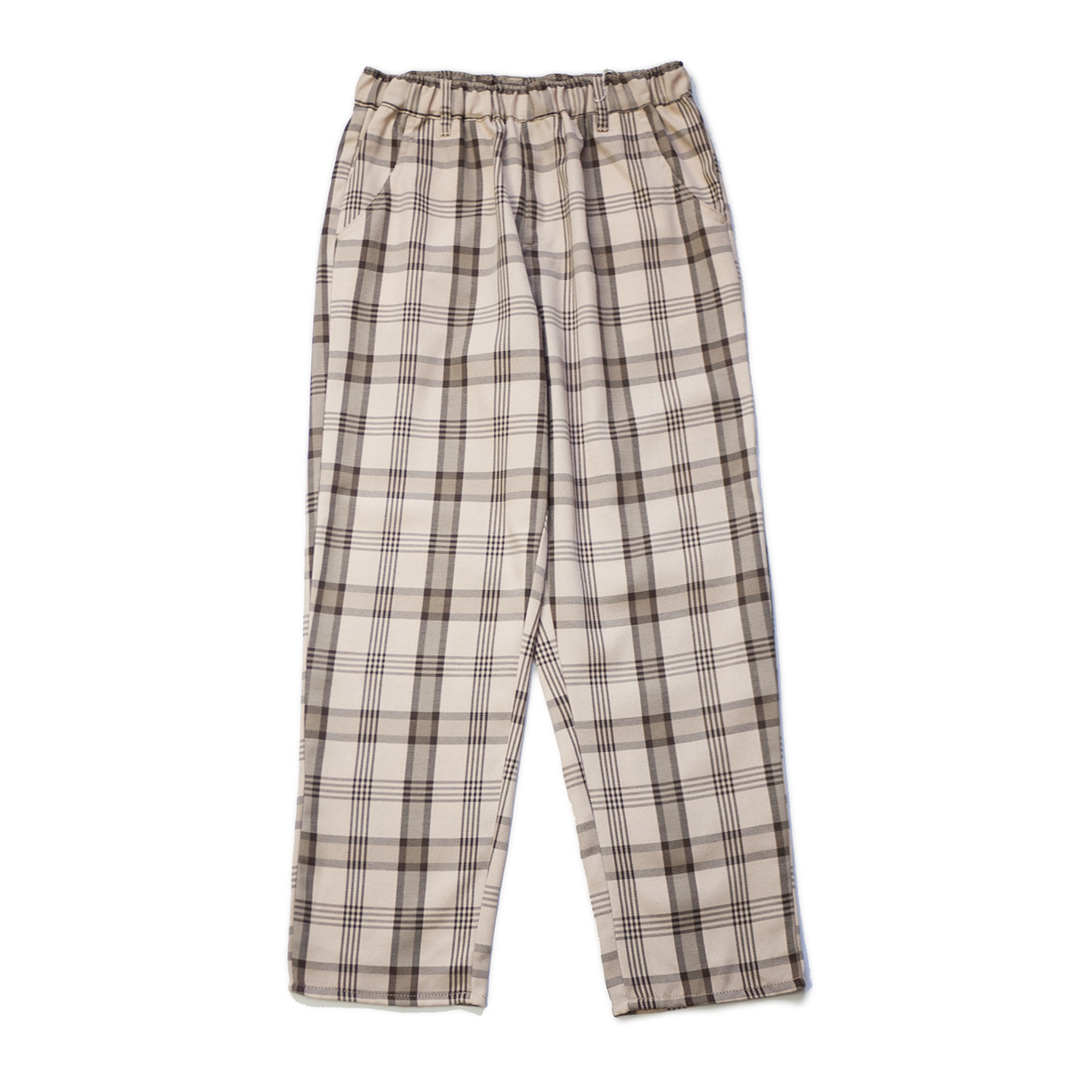 日系easy pants格子 厨师长裤复古宽松休闲女款松紧腰小脚裤通勤