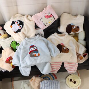 新款儿童保暖套装秋冬女童加绒加厚家居服宝宝睡衣居家两件套童装