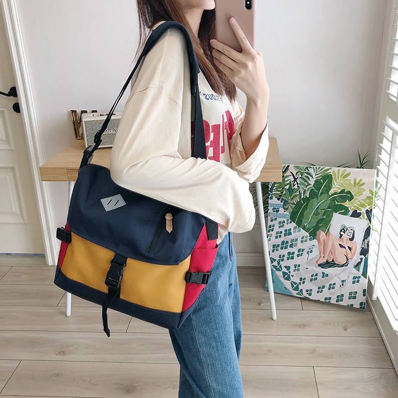 月神集物斜挎女邮差包相机摄影电脑包休闲情侣男大容量多隔层帆布