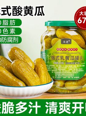 俄式酸黄瓜乳黄瓜670g酸甜脆爽腌黄瓜沙拉配菜即食黄瓜罐头商用