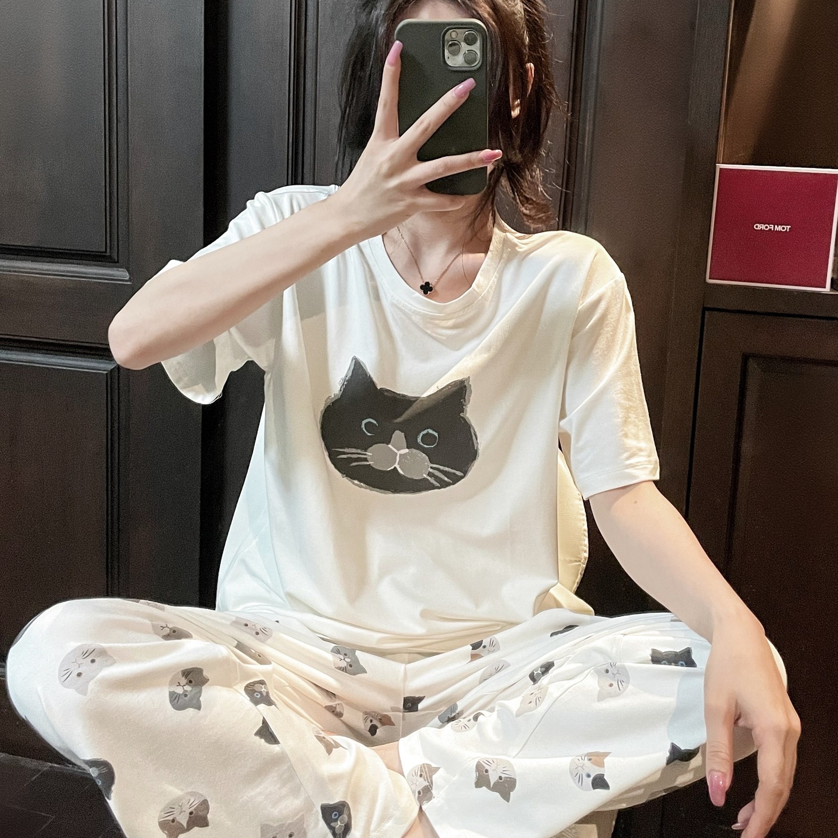 睡衣女日系莫代尔纯棉圆领短袖可爱卡通印花夏季家居服套装可外穿,女士内衣/男士内衣/家居服,睡衣/家居服套装,淘宝优惠券,粉丝福利购,淘宝优惠卷