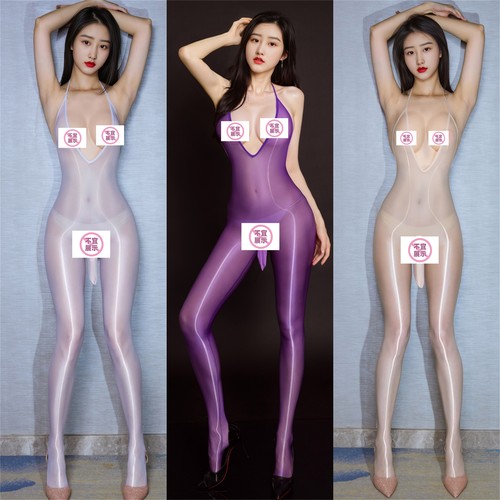 jj套伪娘深V挂脖吊带连体衣丝袜