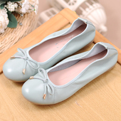 女妈妈鞋 真皮牛筋底软底圆头大码 百搭春夏季 蛋卷鞋 平底孕妇鞋 防滑