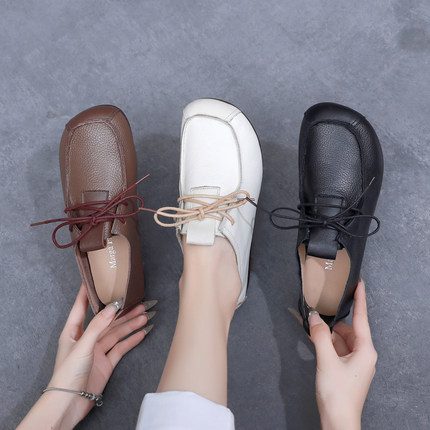 妈妈鞋软底轻便真皮女鞋中老年舒适春秋季单鞋老年人防滑鞋牛筋底