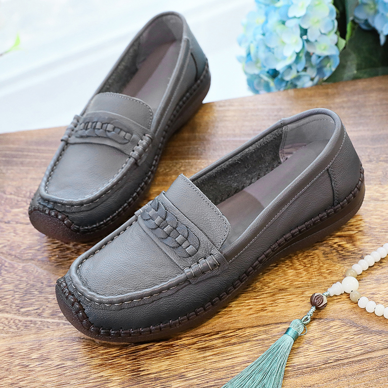 单鞋复古休闲妈妈鞋牛筋底