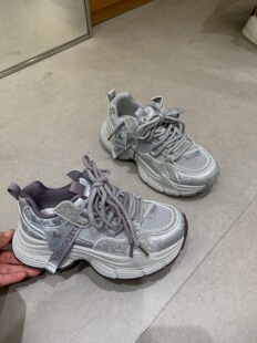厚底老爹鞋女2026夏季新款爆款百搭轻便高级感水钻网面休闲运动鞋