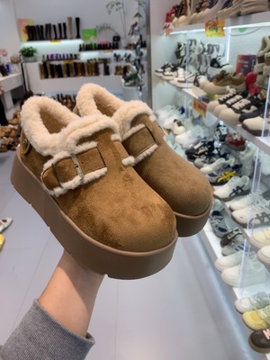 厚底加绒毛毛鞋外穿女2025冬季新款保暖雪地靴豆豆乐福棉鞋