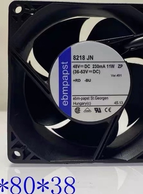全新原装德国/ebmpapst 8218JN 8038 48V 11W 直流变频器散热风扇