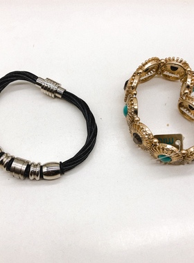 手镯欧美饰品女合金皮绳