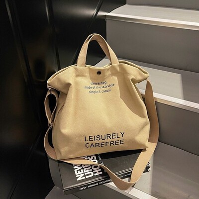 帆布斜挎包男女同款手提通勤包大学生上课包女生单肩包大容量背包