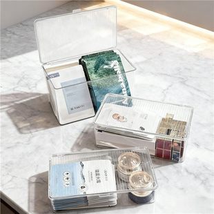 桌面收纳盒亚克力透明盒子带盖大容量茶具护肤品桌上化妆品置物盒